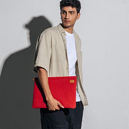 DailyObjects Solid Crimson Red Skipper Sleeve for MacBook Air/Pro 13 Inch | Stylish Durable Poly Cotton Canvas Material for Laptops & iPads | Zip Closure & Soft Cotton Inner Lining - Image 3