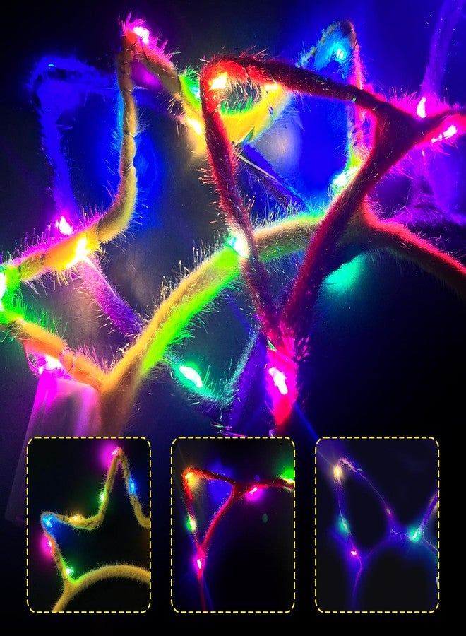M.best 24pcs LED Cat Ear Headbands, Light Up Cat Ear Crown Rabbit Headwear Accessories for Night Clubs Raves Concert Halloween Christmas Glow in the Dark Party Supplies - Image 3
