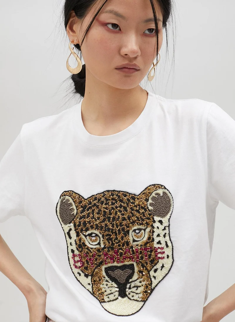 Lola Casademunt T-shirt with rhinestone lion
