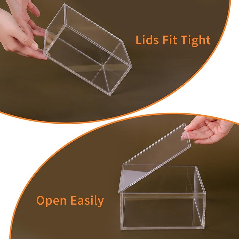 NIUBEE Decorative Acrylic Box with Lid, Clear Box Square Stackable Mult-Purpose for Office and Home (X-Large) - Image 3