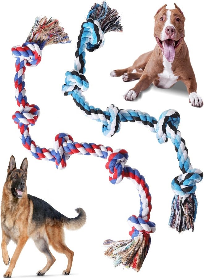 PETZLUV Dog Rope Toys for Large Dogs Aggressive Chewers Indestructible Dog Toys Large Breed, 5 Knots Indestructible Cotton Rope for Dogs Tug of War - Image 1