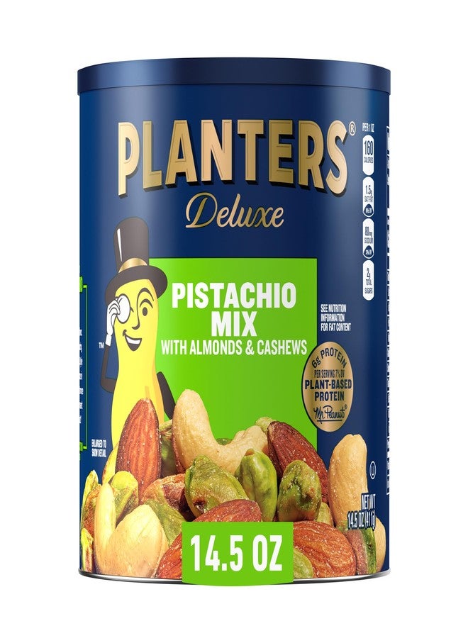 PLANTERS Deluxe Pistachio Mix, Party Snacks, Plant-Based Protein, 14.5 Oz Canister - Image 1
