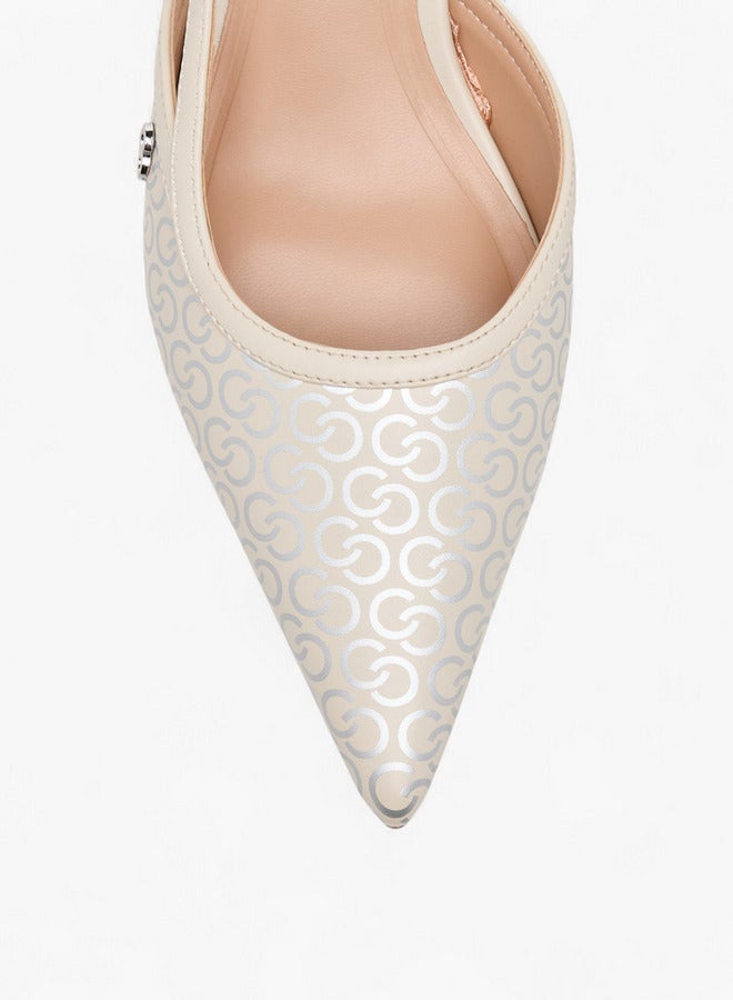 سيليست حذاء نسائي بكعب صغير بطبعة شعار الماركة وإبزيم - Image 5