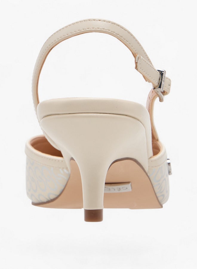 سيليست حذاء نسائي بكعب صغير بطبعة شعار الماركة وإبزيم - Image 4