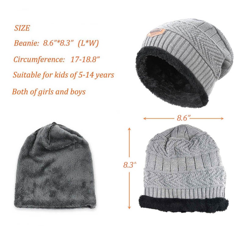 HINDAWI Kids Winter Knit Beanie Hat Warm Snow Hats Children Slouchy Skull Cap for Girls Boys (5-14 Years) - Image 5