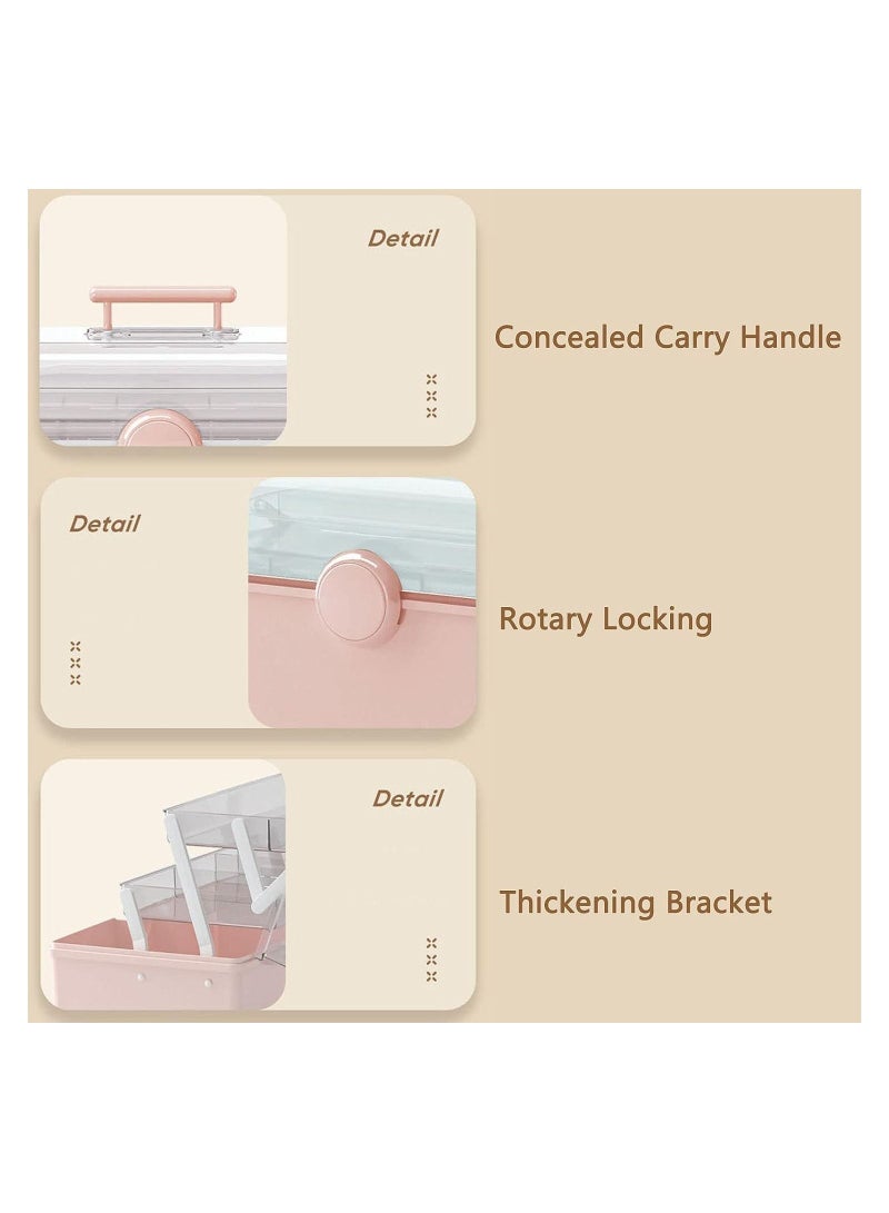 3 Layer Safe Lock Plastic Cosmetic and Make up Storage Toolbox (28.0x15.5x15.5cm, Pink) - Image 4