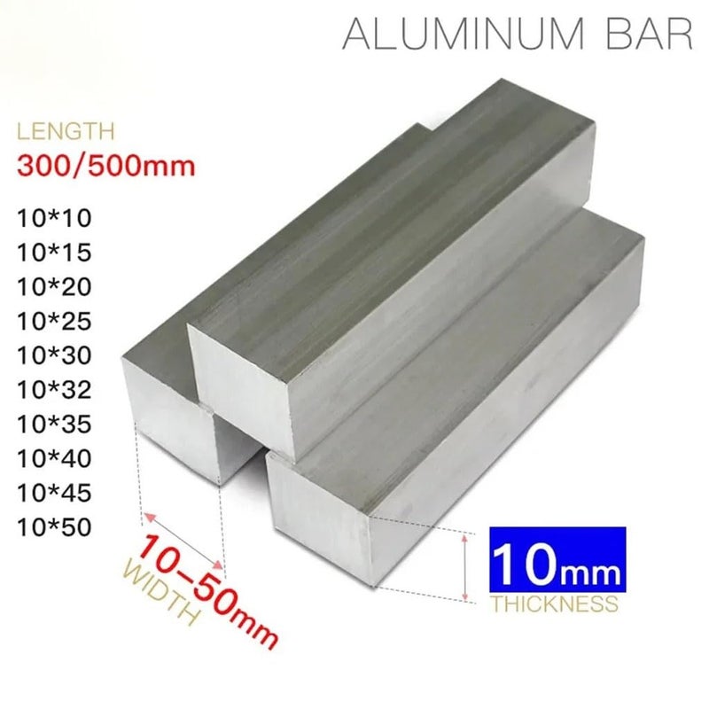 شريط ألومنيوم مسطح لوح 10 × 50 × 500 مم سبيكة سمك 10 مم طول 300 500 مم - Image 3