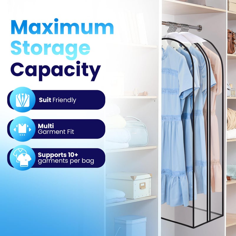 Handy Laundry Clear Garment Bags for Clothes Storage - 4-Pack Plastic Hanging Covers and Clothing Protectors, Long Dress Suit Jacket Closet Cover Dust Proof Garment Bag Set for Organized Wardrobe Storage (40") - Image 5