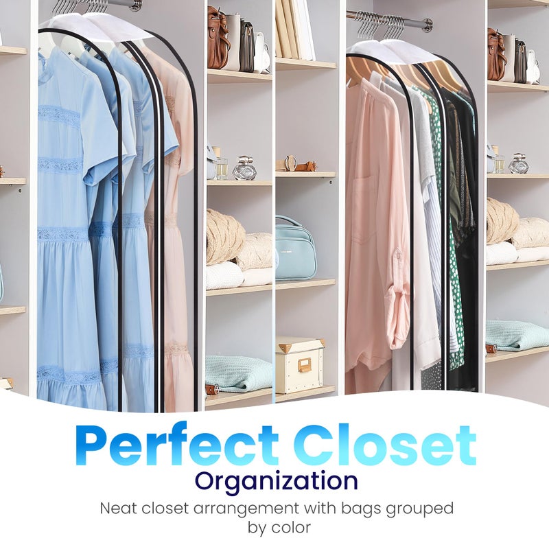 Handy Laundry Clear Garment Bags for Clothes Storage - 4-Pack Plastic Hanging Covers and Clothing Protectors, Long Dress Suit Jacket Closet Cover Dust Proof Garment Bag Set for Organized Wardrobe Storage (40") - Image 3