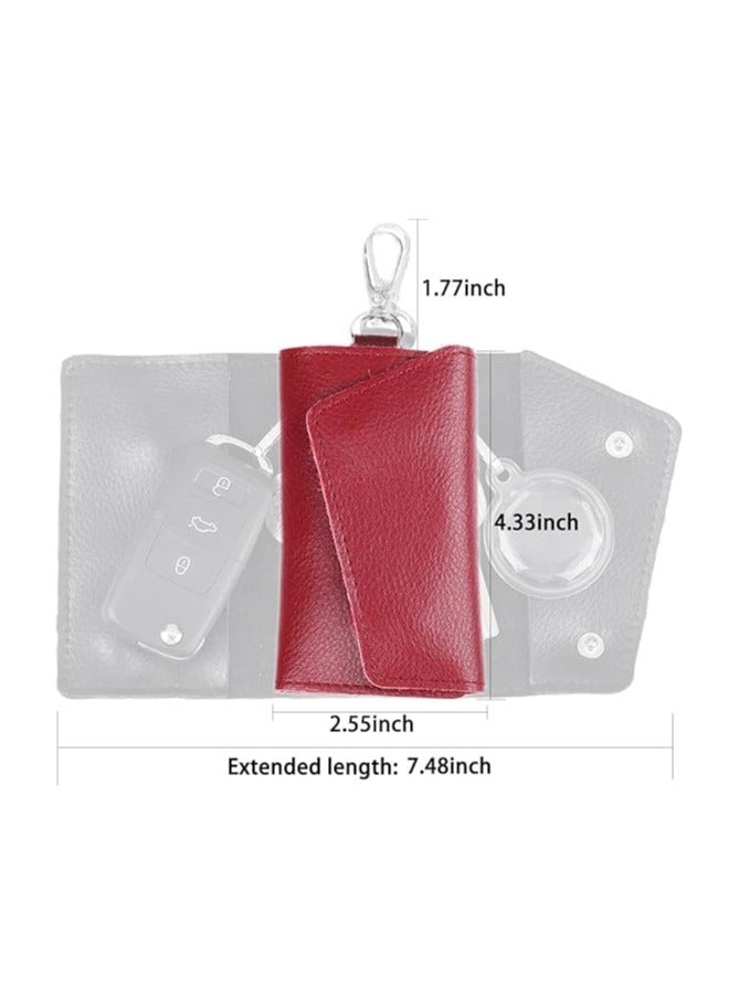Large leather key case wallet with 6 hooks and keychains/rings - Image 3