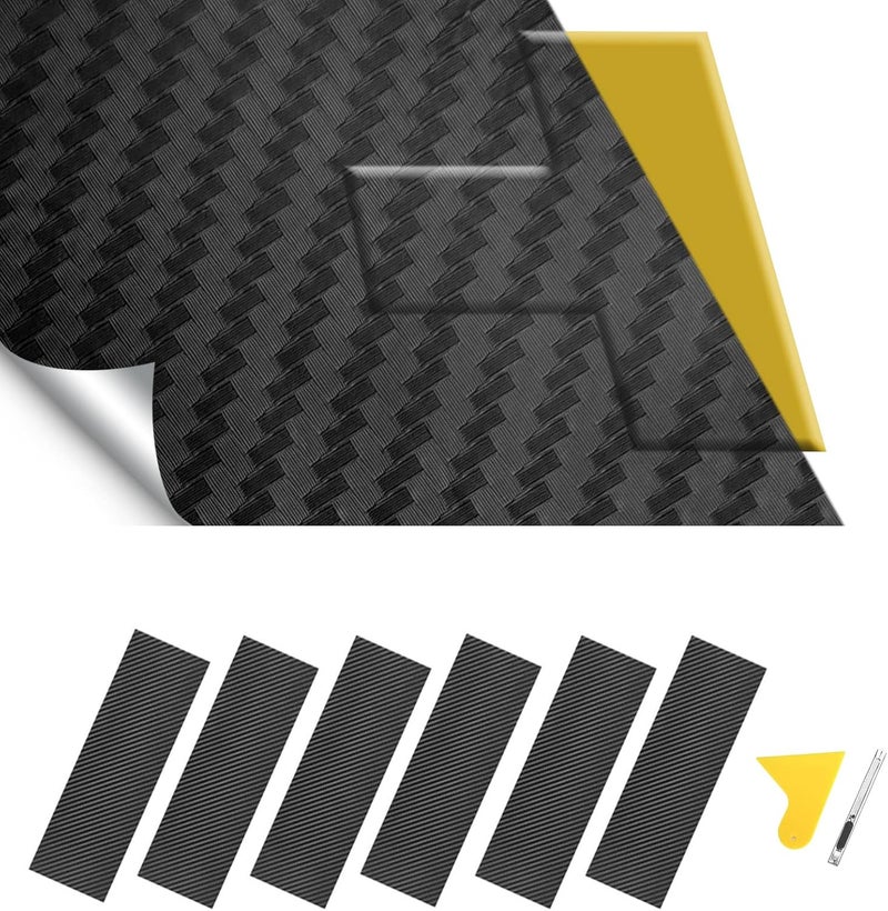 BLAKAYA Compatible with Carbon Fiber Vinyl Wrap 11.8" x 4" Chevy Bowtie Emblem Wrap Kit with Spatula and Cutter 6 Pcs Universal Black Logo Overlay - Image 1