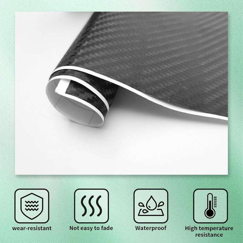 BLAKAYA Compatible with Carbon Fiber Vinyl Wrap 11.8" x 4" Chevy Bowtie Emblem Wrap Kit with Spatula and Cutter 6 Pcs Universal Black Logo Overlay - Image 4