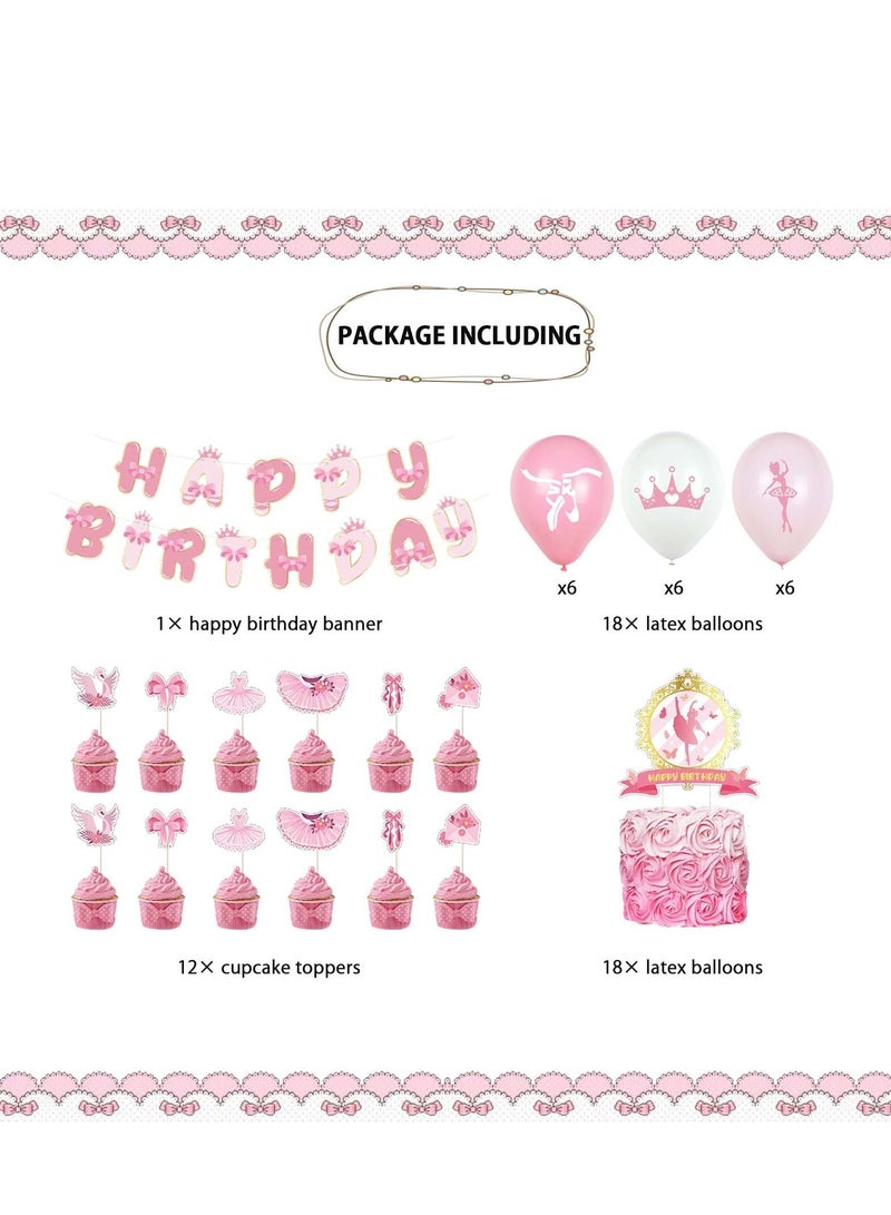 KASTWAVE مجموعة زينة عيد ميلاد الباليه، مستلزمات حفلات باللون الوردي، مستلزمات حفلات الرقص فتيات الرقصة، بالونات اللاتكس، خلفية باليرينا، مستلزمات حفلات عيد الميلاد التوتو - Image 5