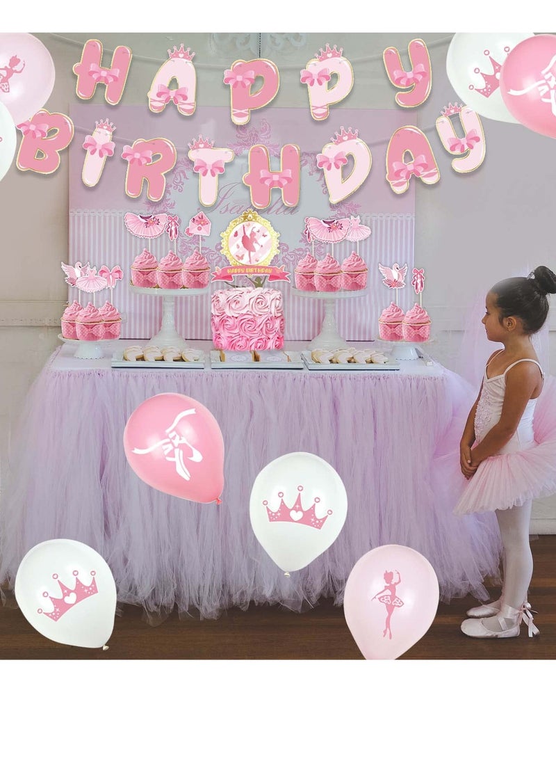 KASTWAVE مجموعة زينة عيد ميلاد الباليه، مستلزمات حفلات باللون الوردي، مستلزمات حفلات الرقص فتيات الرقصة، بالونات اللاتكس، خلفية باليرينا، مستلزمات حفلات عيد الميلاد التوتو - Image 4
