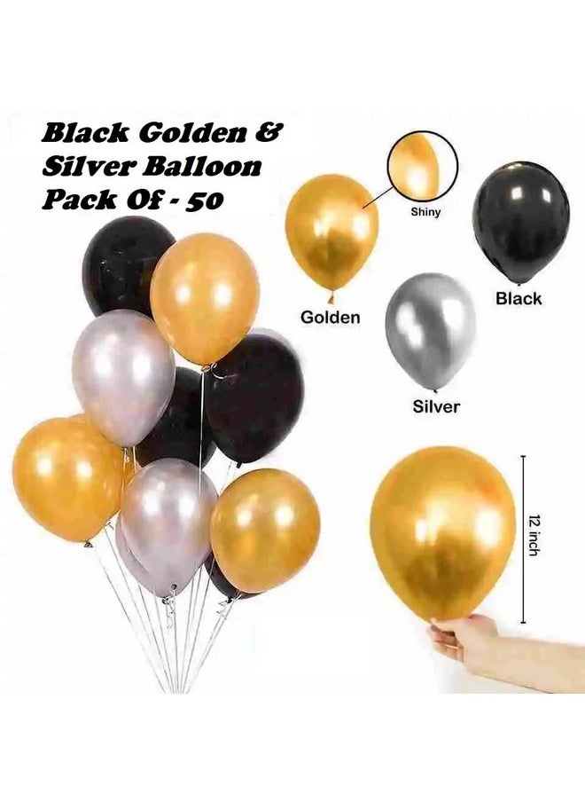 هونج كونج بالونز بالونات HK Balloons، 50 قطعة، بالونات زينة لأعياد الميلاد، بالونات باللون الأسود والذهبي والفضي، مناسبة لأعياد الميلاد والذكرى السنوية وحفلات استقبال المولود الجديد ومناسبات أخرى  - Image 3