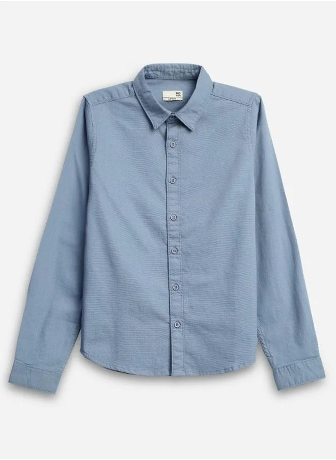 Bonkids Boy's shirts in regular fit grey colour cotton fabric embellished pattern pull over closure woven weave type round collar type round neckline half sleeve length button down upper body wear type suitable for casual occasions – the fresh pick of the fashion season!