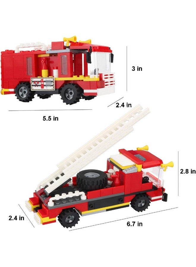 City 2in1 Rescue Fire Truck Creative Construction Games Gift for Kids Age 6-12, 184 Pieces