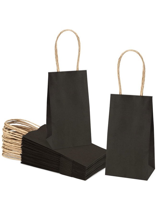 Poever Small Kraft Paper Bags 25 Pack Mini Black Paper Bags 3.5X2.4X6.7 Small Gift Bags With Handles Bulk For Party Favor Small Business - Image 1