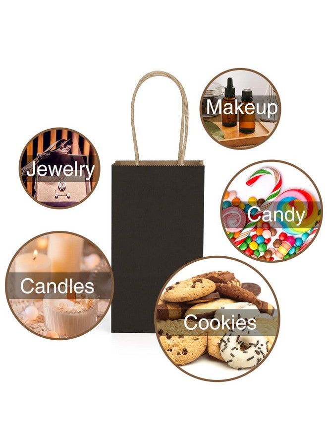 Poever Small Kraft Paper Bags 25 Pack Mini Black Paper Bags 3.5X2.4X6.7 Small Gift Bags With Handles Bulk For Party Favor Small Business - Image 4