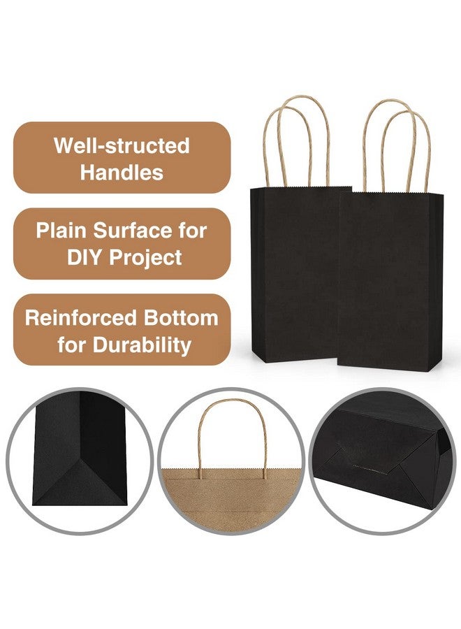Poever Small Kraft Paper Bags 25 Pack Mini Black Paper Bags 3.5X2.4X6.7 Small Gift Bags With Handles Bulk For Party Favor Small Business - Image 3
