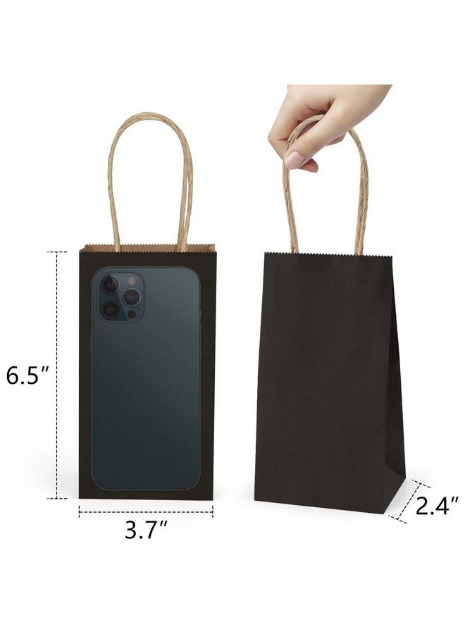 Poever Small Kraft Paper Bags 25 Pack Mini Black Paper Bags 3.5X2.4X6.7 Small Gift Bags With Handles Bulk For Party Favor Small Business - Image 2