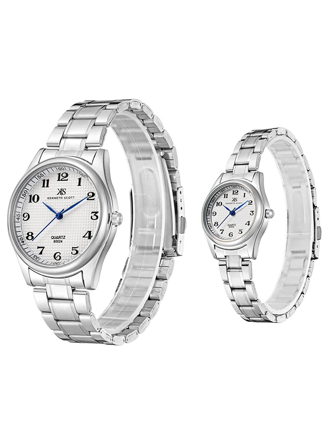 كينيث سكوت Kenneth Scott Couple 's White  dial Analog watch - K23052P-SBSW