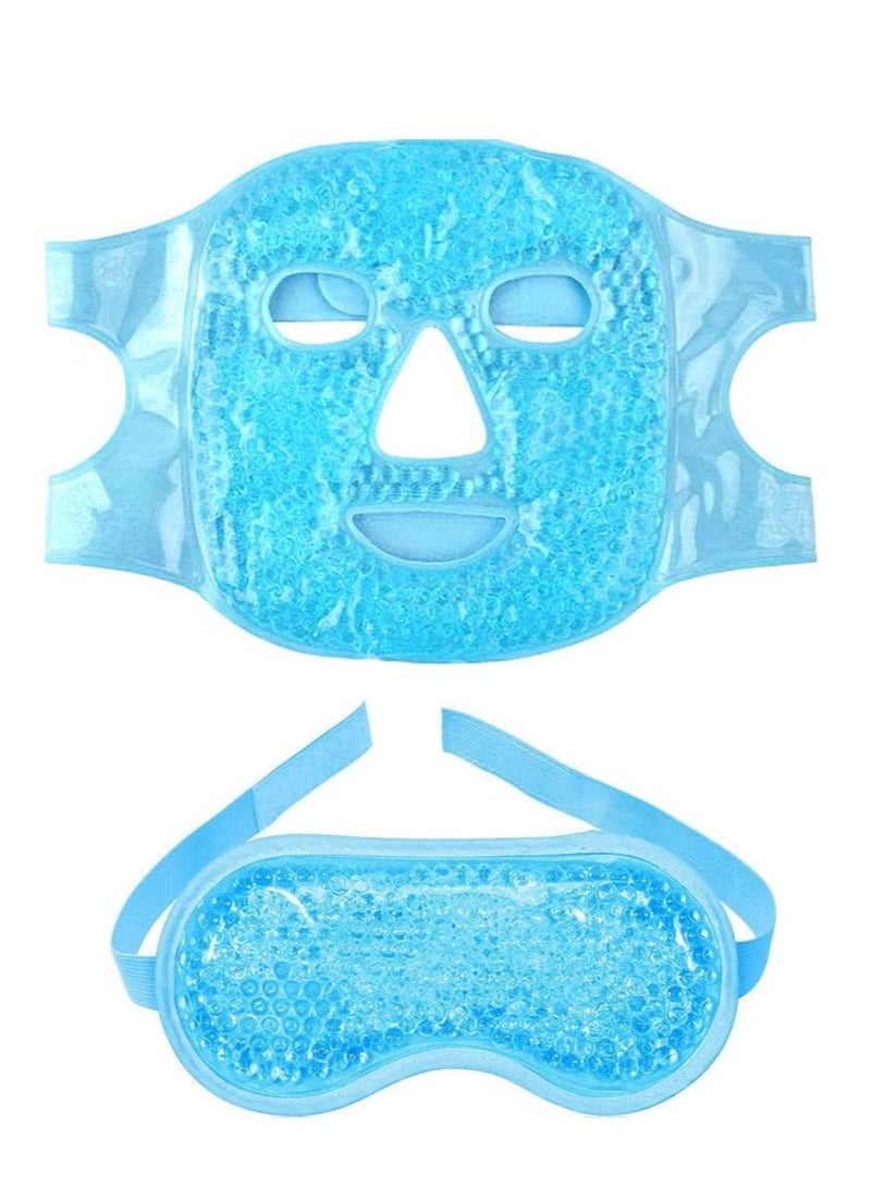 Captaintech Gel Beads Face & Eye Masks Kit Hot/Cold Mask Cooling Ice/Heat Facial Eye Pack Therapy - Image 1