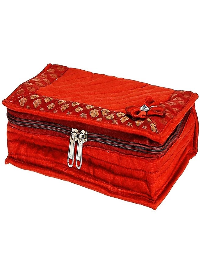 MSclassy Brocade Silk Jewellery Pouch Kit (Red) | Elegant & Durable Storage Bag for Precious Ornaments - Image 1