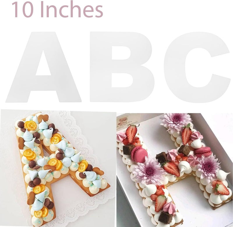 EORTA 26 Pcs Alphabetic Cake Stencils 10 inch A to Z Upper Letter Alphabet Templates Mold Fillings Layered Cake Maker Baking Tools for DIY Craft Painting Kitchen Cake Topper Decoration, White - Image 3