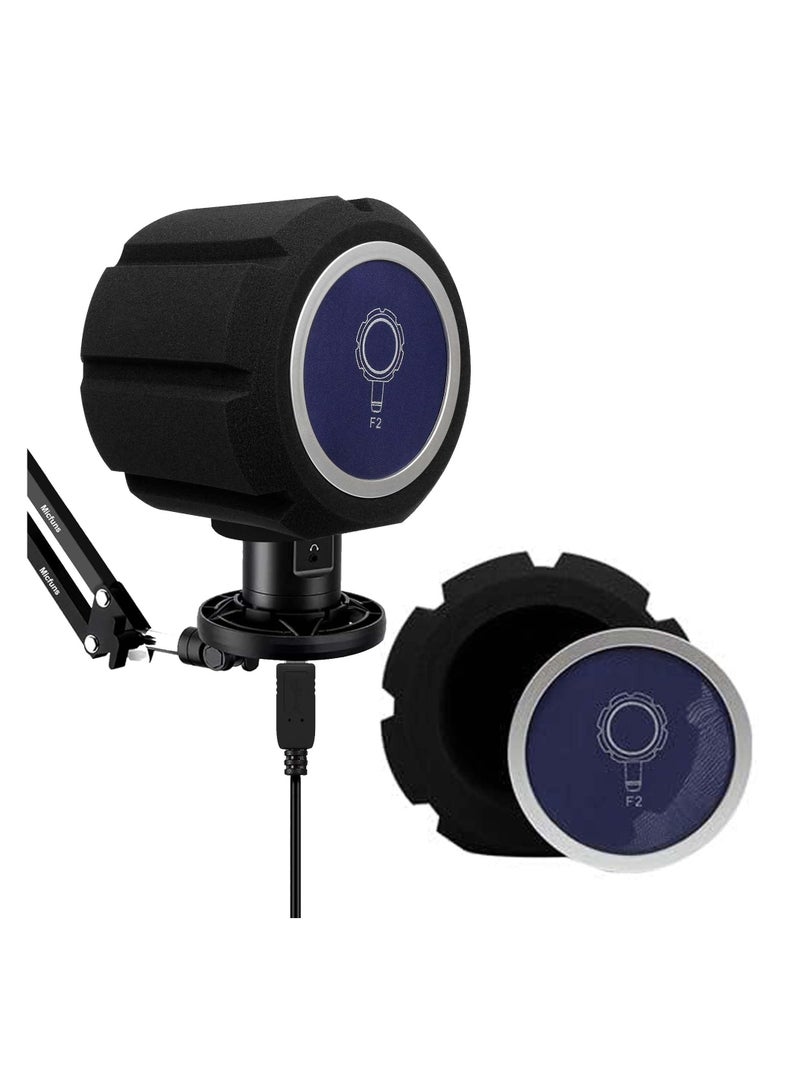 SYOSI Microphone Isolation Ball Shield - Acoustic for Record Studios -MicProfessional Noise Cancellation with Pop Filter and High-Density Sound Absorbing Foam - Reflection reducing soundproof Cover Foam - Image 1
