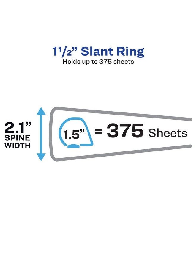 AVERY Twotone Durable 3 Ring Binder 1.5 Inch Slant Rings Blue Teal View Binder (17292)  - Image 4