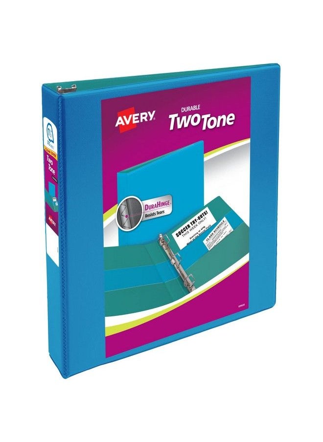 AVERY Twotone Durable 3 Ring Binder 1.5 Inch Slant Rings Blue Teal View Binder (17292)  - Image 1