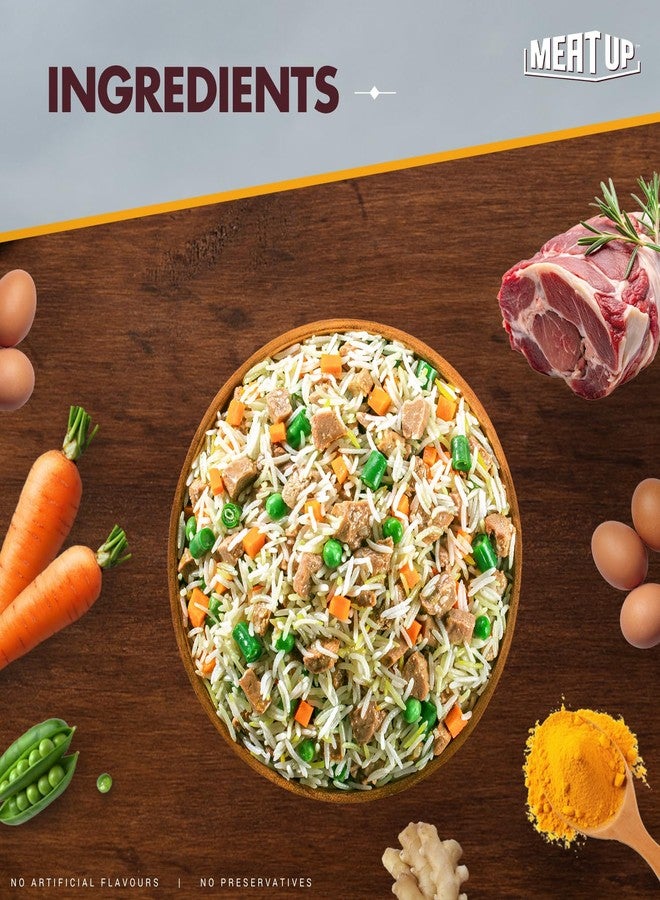 Meat Up Fresh Dog Food Mutton Biryani, for Adult & Puppy, 100+100gm | High Protein, 65% Real Meat, 35% Rice & Veggies | No Preservatives | Ready to Serve | All Breeds | One Pack One Meal - Image 4