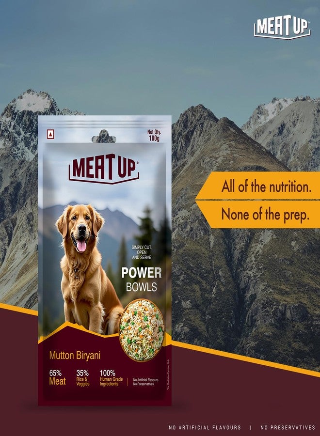 Meat Up Fresh Dog Food Mutton Biryani, for Adult & Puppy, 100+100gm | High Protein, 65% Real Meat, 35% Rice & Veggies | No Preservatives | Ready to Serve | All Breeds | One Pack One Meal - Image 2