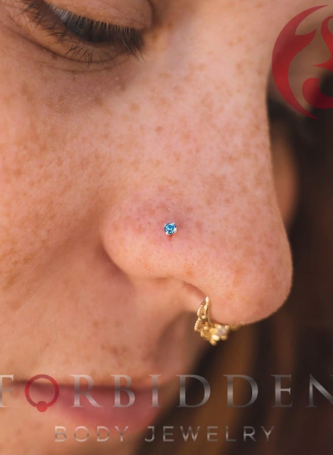 Forbidden Body Jewelry خاتم أنف على شكل L قابل للثني من الفضة الإسترلينية عيار .925 مع حجر CZ شفاف بحجم 2 مم - Image 3