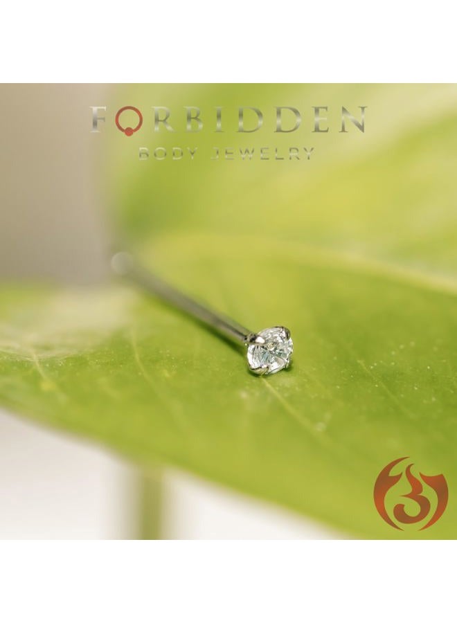 Forbidden Body Jewelry خاتم أنف على شكل L قابل للثني من الفضة الإسترلينية عيار .925 مع حجر CZ شفاف بحجم 2 مم - Image 4