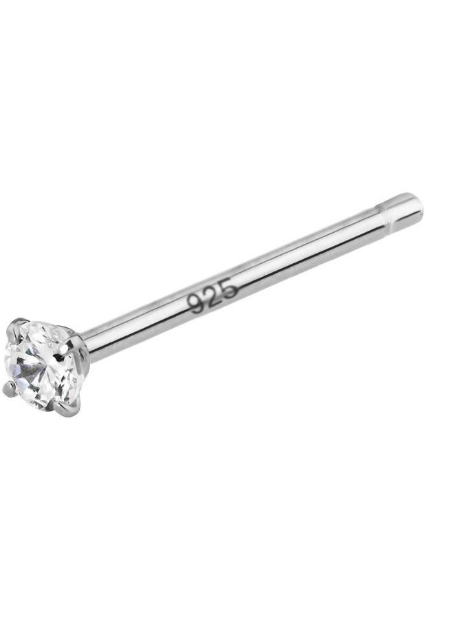 Forbidden Body Jewelry خاتم أنف على شكل L قابل للثني من الفضة الإسترلينية عيار .925 مع حجر CZ شفاف بحجم 2 مم - Image 1