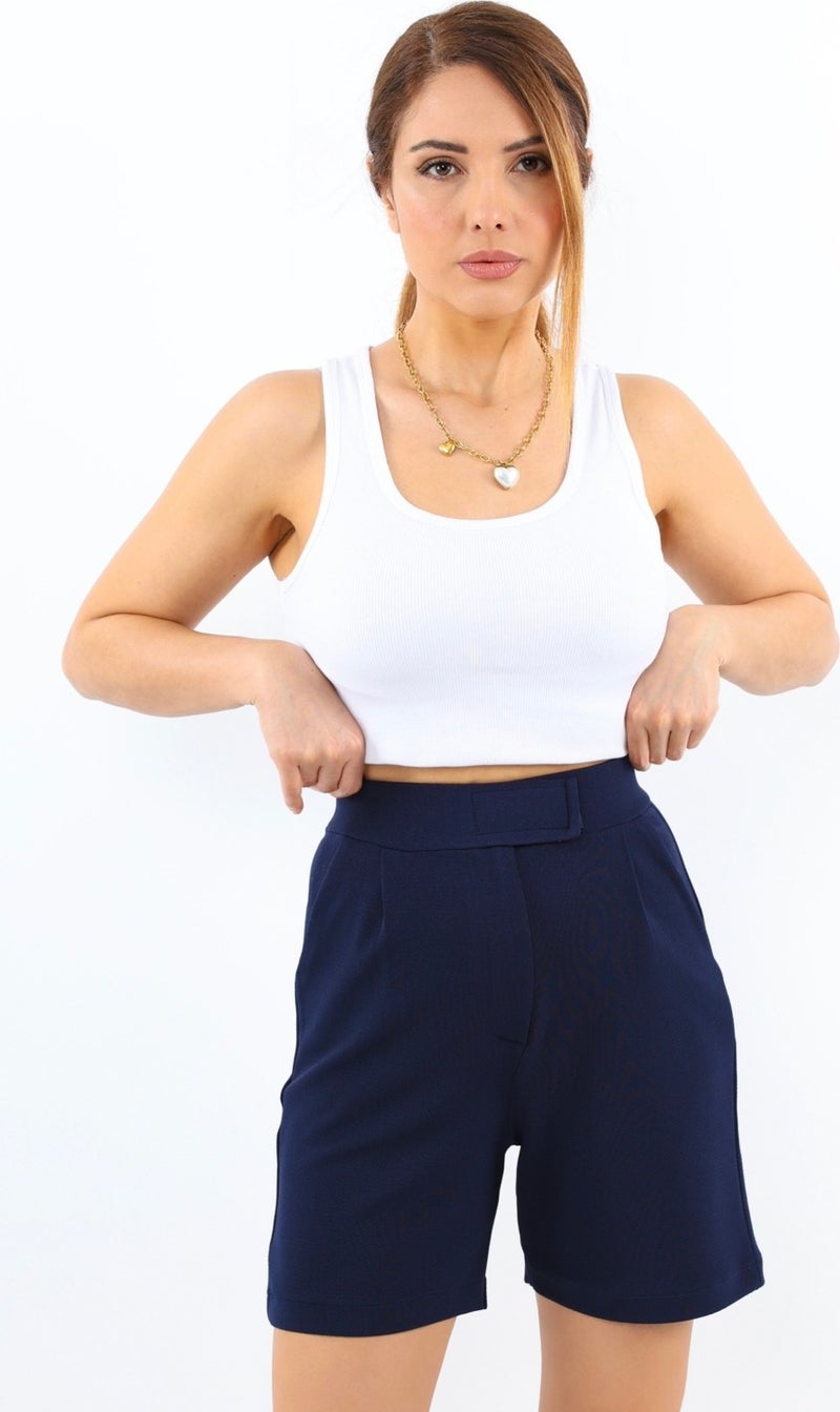 Ritnice Line Women's Lycra Velcro Navy Blue Shorts  - Image 4