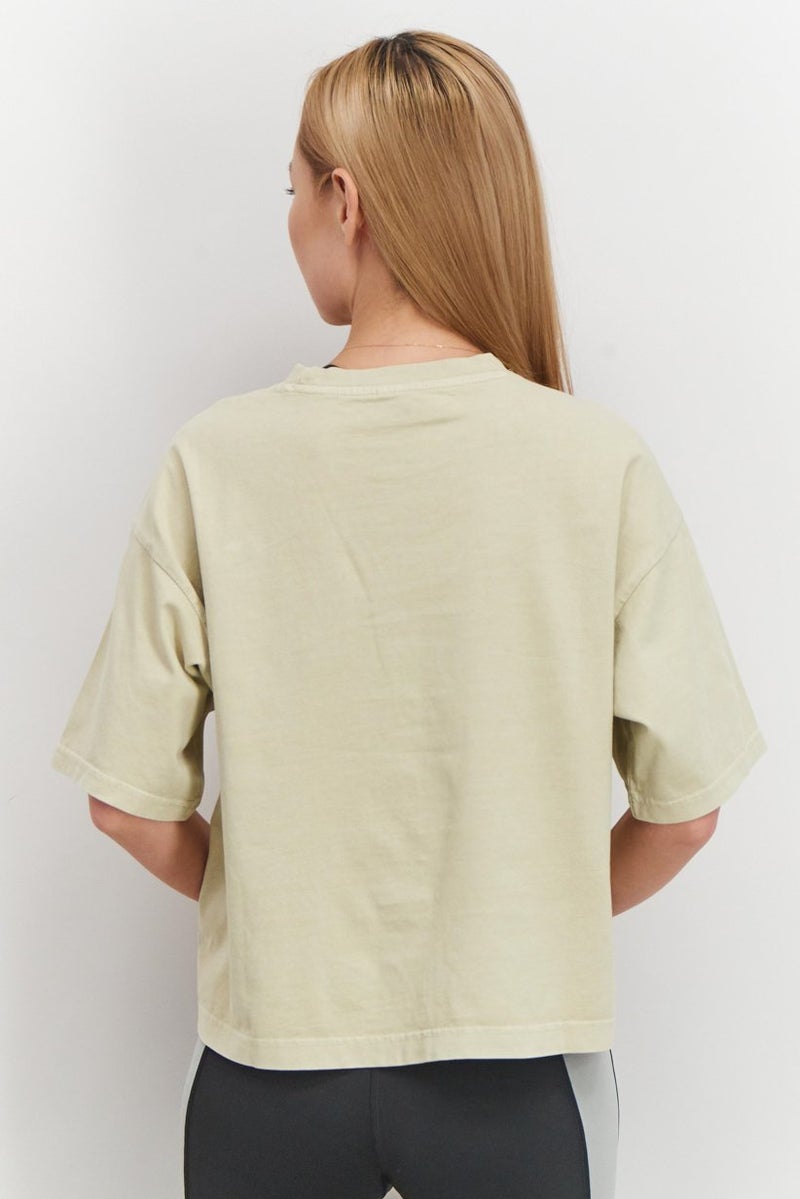 Reebok Women Sportswear Fit Short Sleeve Training Top, Beige - Image 4