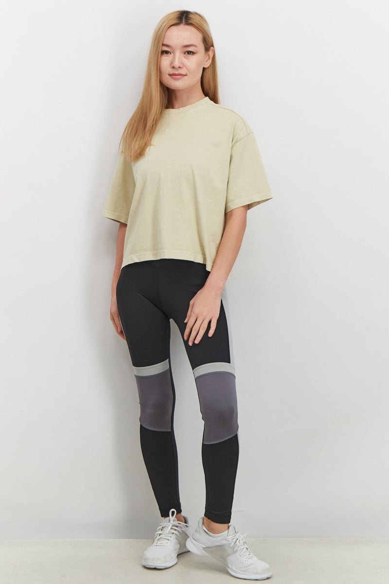 Reebok Women Sportswear Fit Short Sleeve Training Top, Beige - Image 3