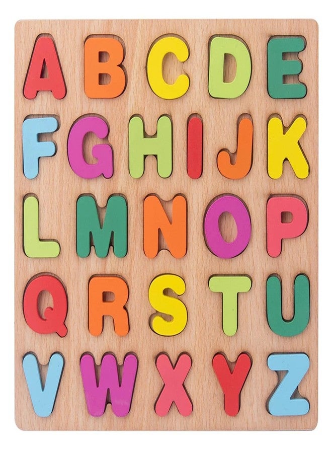 AASHRIT Wooden Alphabet ABC Shapes Puzzles for Kids | ABC Puzzle Board for Toddlers | Preschool Educational Learning Letter Toys, Montessori Sturdy Wooden Construction Puzzle RWA-8 - Image 2