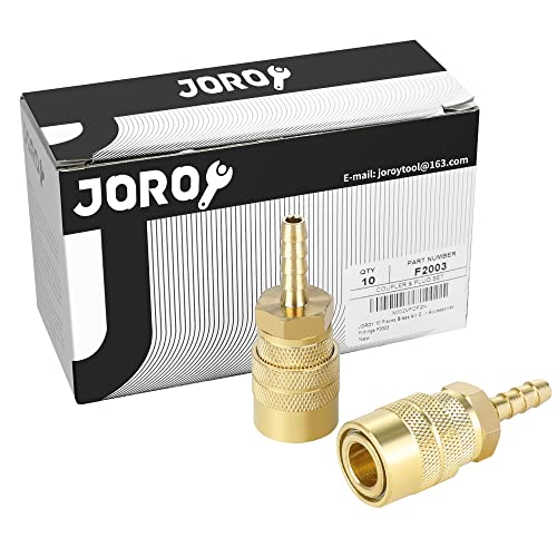 JOROY Air Coupler with 1/4 Hose Barb, Industrial M-Type, 1/4 Inch Body Size, Brass Material, 10 Pieces Air Compressor Hose Fittings - Image 5