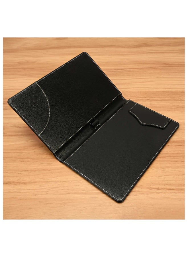FIS Executive German Bonded Leather Bill Folder, Size:150x245mm, Both Side Padded Cover with Magnetic Flap, Stitched and Round Corners, Black Color-FSCLBF2SBLBKN - Image 4