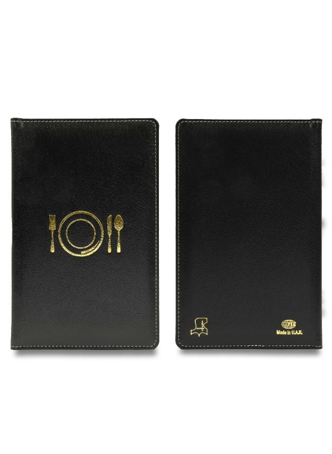 FIS Executive German Bonded Leather Bill Folder, Size:150x245mm, Both Side Padded Cover with Magnetic Flap, Stitched and Round Corners, Black Color-FSCLBF2SBLBKN - Image 2