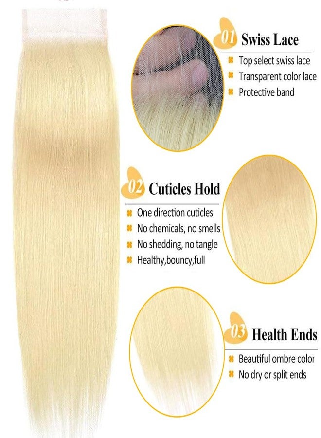 QTHAIR 18A #613 Straight HD Lace Closure(18") Russian Blonde #613 Straight 4X4 Human Hair Lace Closure 100% Platinum 613 Honey Blonde Human Hair for Women - Image 5
