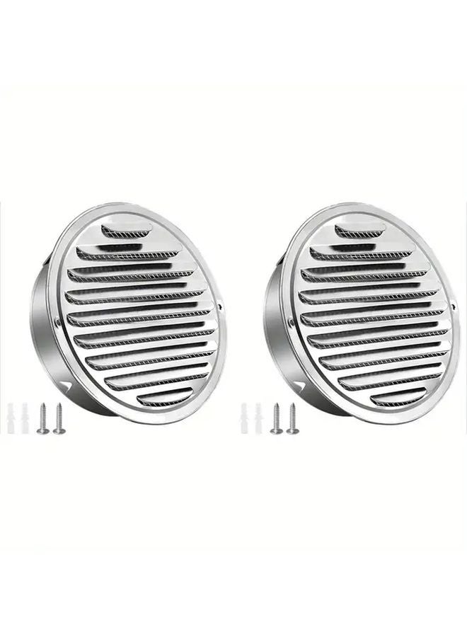 2Pcs Stainless Steel Ventilation Grille 150mm Round Air Vent Cover Silvery - Image 2