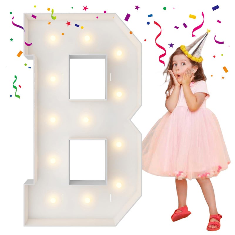 4FT Marquee Light Up Letters Large Marquee Letters Mosaic Balloon Frame Letters Big Letters for Engagement Wedding Decorations Birthday Party Backdrop Decor Balloon Arch Kit Letter B
