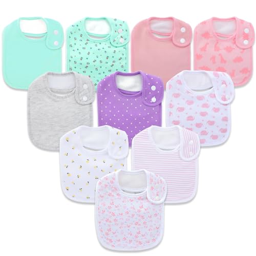 Hakochia Waterproof Baby Bibs Organic Cotton Soft Absorbent Baby Bandana Drool Bibs With Adjustable Snaps for Girls Teething and Drooling 3-36 Months - Image 1