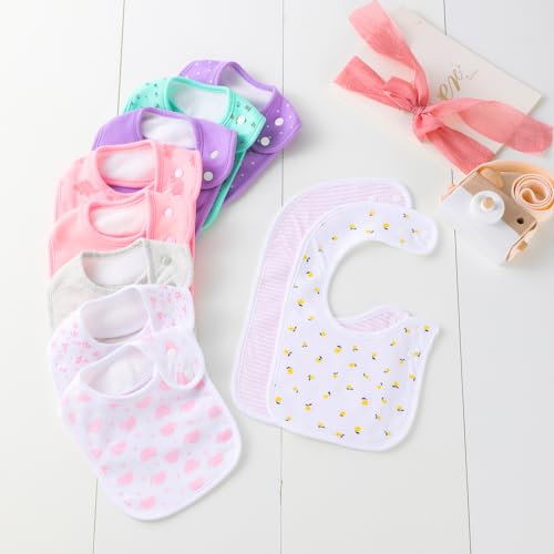 Hakochia Waterproof Baby Bibs Organic Cotton Soft Absorbent Baby Bandana Drool Bibs With Adjustable Snaps for Girls Teething and Drooling 3-36 Months - Image 4