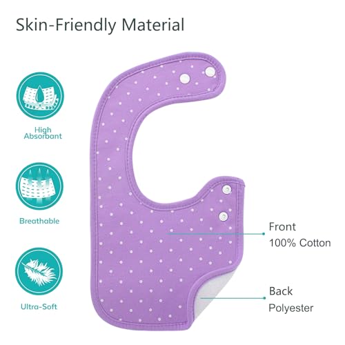 Hakochia Waterproof Baby Bibs Organic Cotton Soft Absorbent Baby Bandana Drool Bibs With Adjustable Snaps for Girls Teething and Drooling 3-36 Months - Image 2